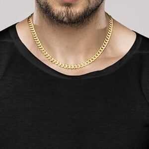 New Gold Chain Necklace 18k over 925 Cuban Chain Necklace